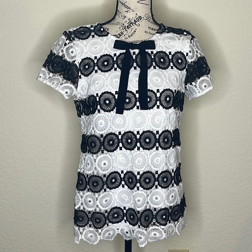 Karl Lagerfeld Color Block Lace Blouse